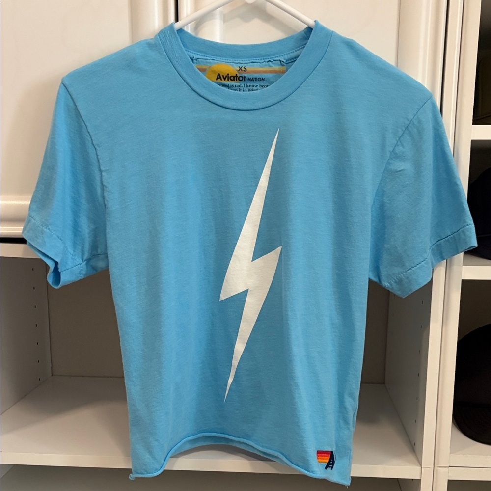Aviator Nation Womens Sky Blue Lightning Tee